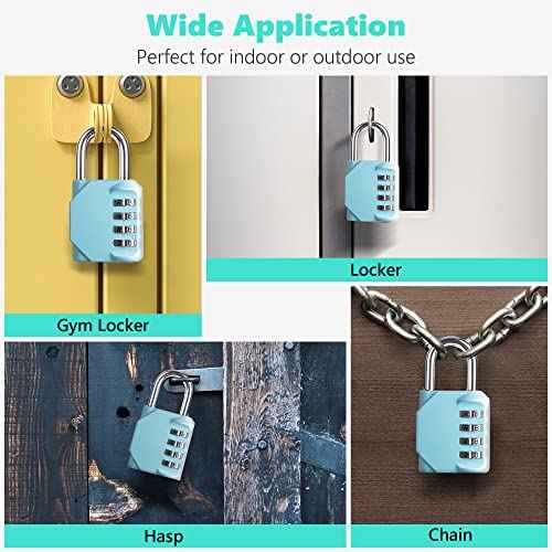 CL11AS Combination Lock, 4 Digit Outdoor Combination Padlock Set Your own Combination for Gym Locker Lock, School, Gates, Doors, Toolbox, Hasps and Storage (Aqua Sky *1)
