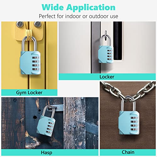 KAWAHA Aqua Sky 4-Digit Combination Lock for Gym Locker, Door, Toolbox & Storage