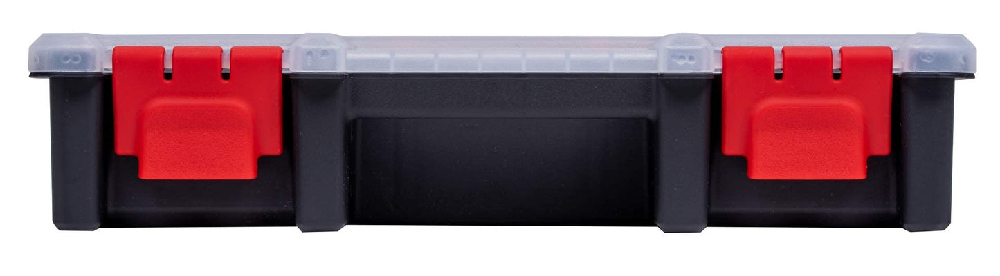 Compact Parts Organizer Box – Small Hardware Storage Case with 9 Compartments & 5 Dividers – Durable Nylon Screw, Bolt, Craft Organizer for Toolbox, Drawer, or Garage Use