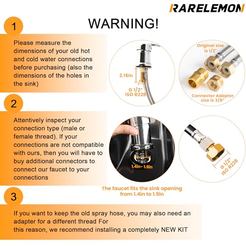 RARELEMON Salon Shampoo Sink Faucet & Sprayer Kit with Extra Hoses & Connectors - Professional Beauty Salon Equipment