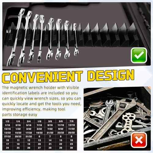 36 Pcs Modular Wrench Organizer Holder 2 Sets Magnetic Wrench Organizers Storage Magnetic Modular Tool Racks for Tool Box Drawer Organization Storage Gift for Father Brother(Red&black)