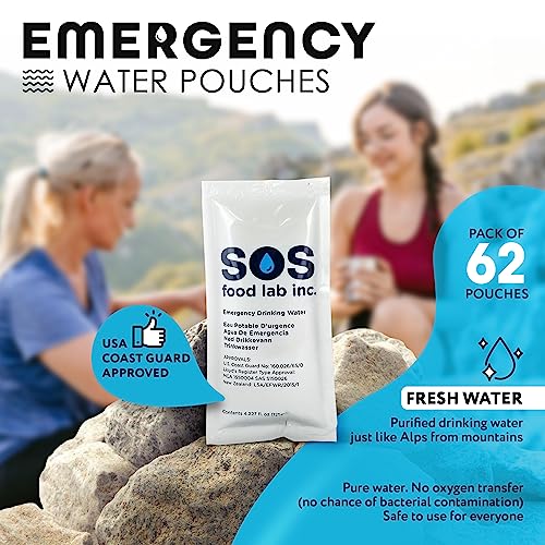 Emergency Drinking Water Pack - 62 Sachets, 4.22 oz Each, 5-Year Shelf Life, Portable Survival Water for Disaster Preparedness