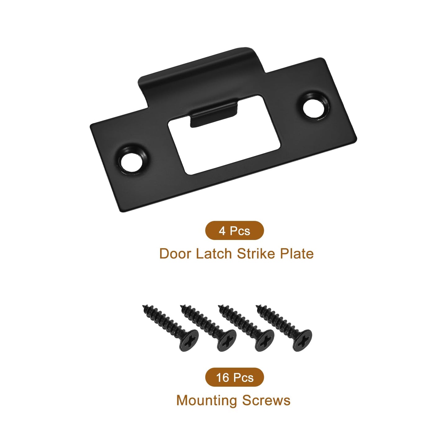 uxcell T Door Strike Plate, 4Pcs 70mm x 40mm 201 Stainless Steel Latch Deadbolt Strike Plate for Door Frame Door Jamb, Black