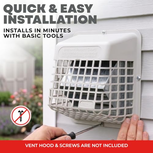 Deflecto White 3-4in Outdoor Vent Bird Guard | Fits 3-4 Inch Dryer/Bathroom Vents