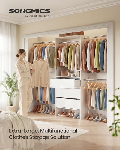 SONGMICS Customizable Walk-In Closet System 6.5-10.2 ft Modern Organizer