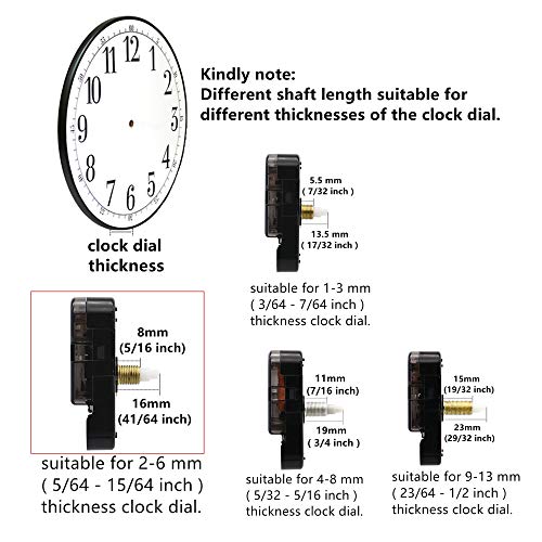 TIKROUND Quartz Clock Movement 41/64" Shaft Replacement for DIY Clocks