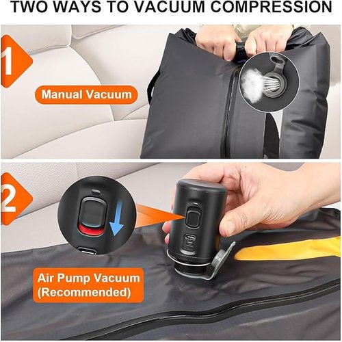 LAG Vacuum Bags for Travel Luggage with Wireless Pump, Revolutionary Reusable Compression Bags for Carry On Suitcases and Backpack, Vacuum Seal Packing cube for Cloth Packing