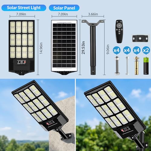 JWT 4 Pack Solar Outdoor Waterproof Flood Lights with Remote Dusk to Dawn Motion Sensor 6500K LED Security Lighting