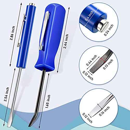 Zhehao 4 Pieces Pocket Screwdriver with Magnet Mini Slotted Head Magnetic Pocket Screwdriver with Mini Pry Bar Set Clips for Home Office Car Repair Tools Mechanics Electricians Technicians