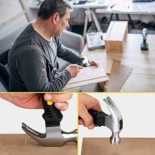 KURUI 700PCs Nails Assortment Kit & 8oz Hammer, Small Hammer for Hanging Wall Art Decor, Picture Frame, 350 Roofing/Wall Nails & 350 Finishing Nail