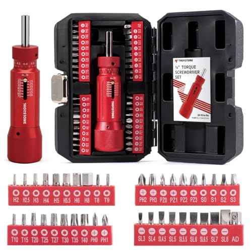 Thorstone Inch Pound Torque Screwdriver Wrench Set with 40pcs S2 Bits, 1/4'' Drive, 10-70 In-lbs for Maintenance, Tool use, Bike Repair, and Mounting