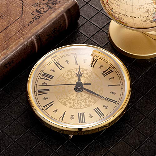 4.3 Inch Quartz Clock Insert with Gold Trim and Roman Numerals - DIY Clock Part