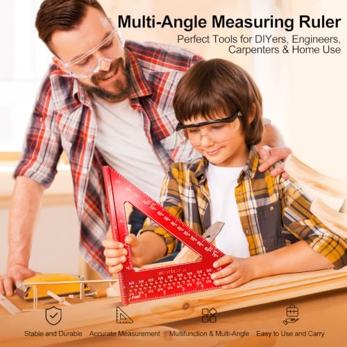 ARTYMASTER 7 Inch Carpenter Square Imperial 1/16" Precision Rafter Square - Aluminum Alloy AM13D (US)