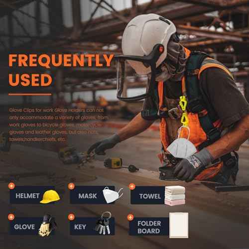 Glove Clips for Work 6-Pack | Z-Shaped Clips for Tool Belts & Hard Hats | Construction Gloves Anti-drop Keeper