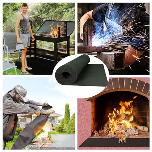 39 x 48 x 1/5 inches Carbon Fiber Welding Blanket Fireproof, Heat Resistant Fabric 1800¡ÆF High Temp Insulation Pad, Flame Retardant Protective Mat for Soldering Welding Brazing Plumbing