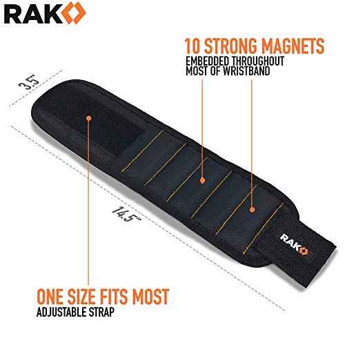 RAK Magnetic Wristband for Holding Screws, Nails, Drill Bits for Men - Premium Nylon with Lightweight Powerful Magnets, Magnetic Wristband for Tools, Gifts for Dad, Husband, Grandpa, Handyman