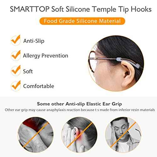 Silicone Eyeglasses Temple Tips Sleeve Retainer, Anti-Slip Elastic Glasses Ear Grip Comfort Eyeglasses Retainers Behind The Ears for Reading Glasses Sunglasses