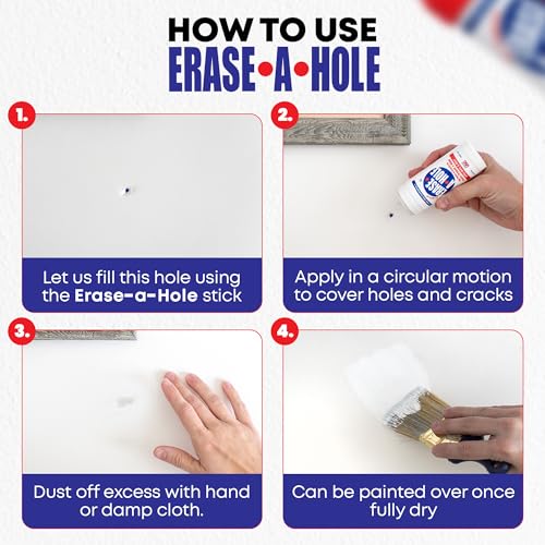 Erase-A-Hole Wall Repair Stick Variation 1 - Fast-Drying Nail & Screw Hole Filler, 4.5 oz