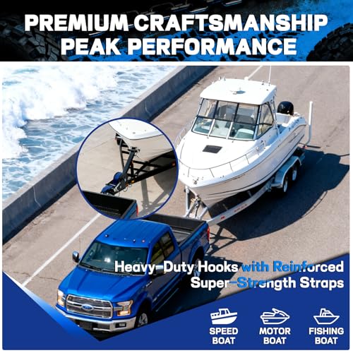 Blue Boat Winch Strap with Hook 2"x20ft 18,000lb Heavy Duty Marine Towing
