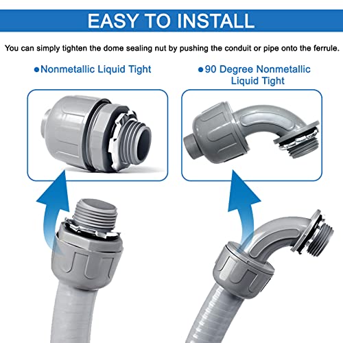 Ansgery 1/2 Inch Liquid Tight Electrical Conduit Kit 25ft with Fittings