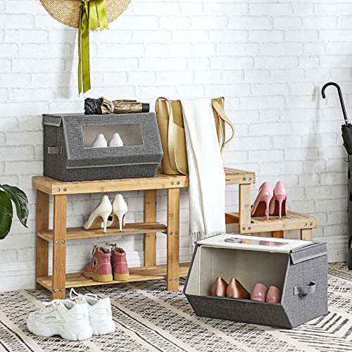 SONGMICS Dark Gray Stackable Storage Bins with Lids & Windows – Set of 2