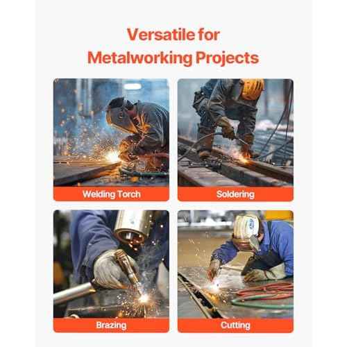 VEVOR Oxygen Acetylene Hose, 1/4-Inch x 25FT Oxy Acetylene Hose with 9/16"-18 LH/RH B Fittings, R Grade Welding Torch Twin Hose with 300PSI Maximum Working Pressure for Cutting Soldering Brazing