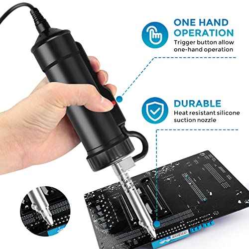 Solder Sucker Desoldering Pump, Automatic Electric Desoldering Gun Station Sucking Vacuum Pump AC110V 30W Iron Tin Solder Removal Repair Tool with 3pc Soldering Suction Tips