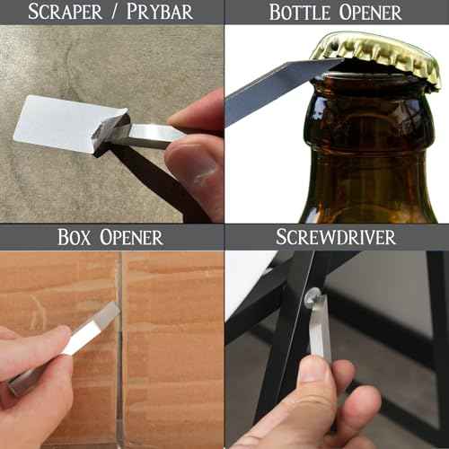 EDC Stainless Steel Pry Bar 2 Pack - Heavy Duty Mini Keychain Prybar - Mighty Miniature Portable Multitool, Screwdriver, Bottle Opener, & Box Opener