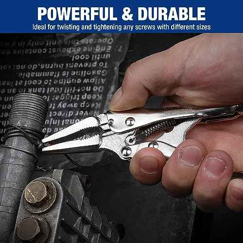 WORKPRO 4-1/2 inch Mini Long Nose Locking Pliers, Chromium-Vanadium Steel Locking Pliers, Locking Adjustable Vise Grips for Clamping Twisting Welding