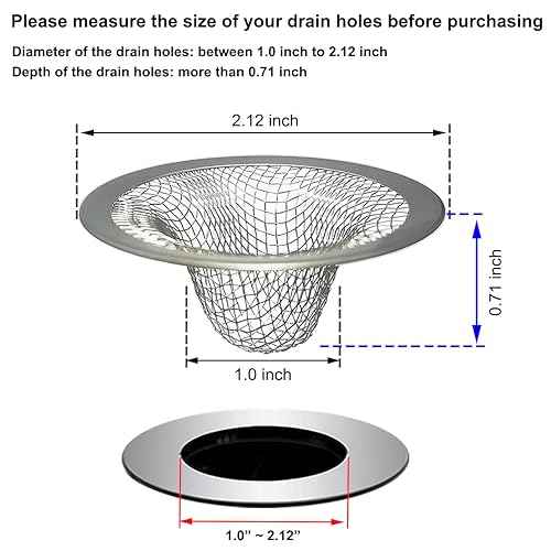 1.0" Small Drain Strainer, Sink Drain Hair Catcher, Bathroom Sink Drain Strainer, 2PCS Drain Mesh Baskets for Laundry, Mop Pool, Utility, Slop, RV Sink, Stainless Steel Drain Filter