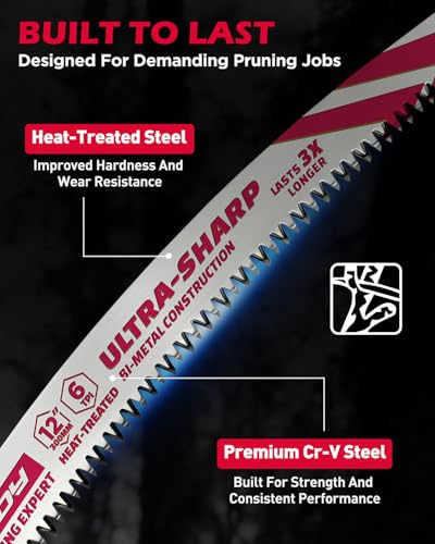 SEDY 5-Pack 12 Inch Japanese Teeth Reciprocating Saw Blades for Tree Trimming and Wood Cutting, Curved Arc Edge, 6 TPI, Universal Fit, Precision Pruning