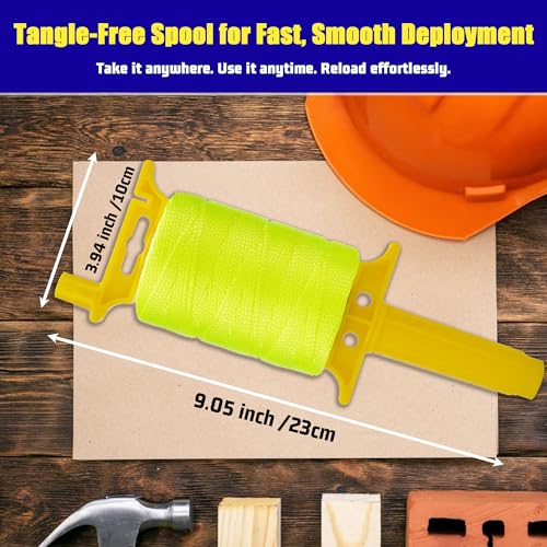 #18 Mason Line String, 540 Feet Braided Nylon Twine with 5 Built-in Levels, High-Visibility String Line for Construction, Gardening, DIY, and Outdoor Projects (Fluorescent Yellow)