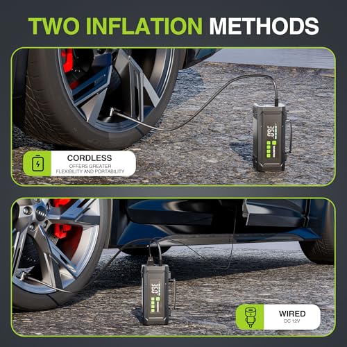 WORKPRO Portable Tire Inflator Air Compressor 12V DC Cordless Pump for Cars Bikes
