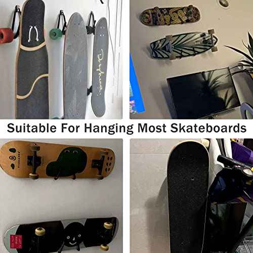 Upgraded Skateboard Wall Mount Skateboard Hanger, Skateboard and Longboard Wall Rack, Skate Board Holders-Lengthen