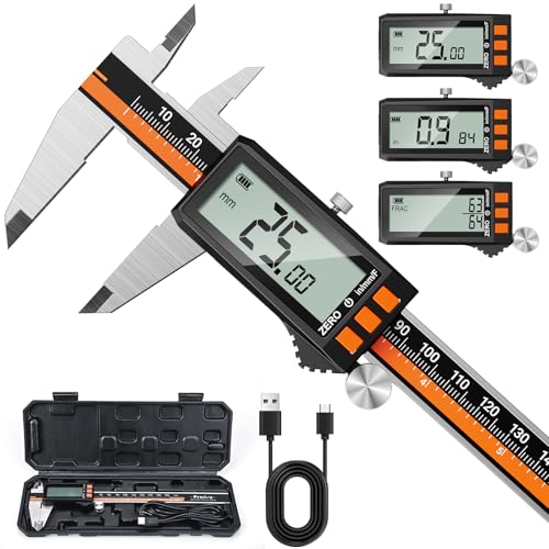 Preciva Digital Caliper 6", Rechargeable Stainless Steel Micrometer