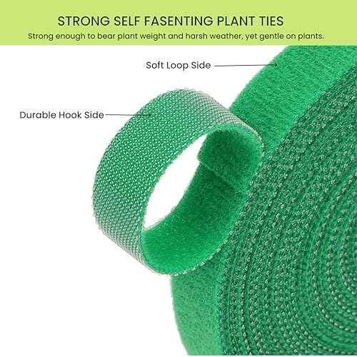 Reusable Plant Ties Hook and Loop Soft Garden Tape Roll Gentle Plant Supporting Ties Double Sided Self Gripping Adjustable Garden Staking Straps for Climbing Plants and Vines (1/2 Inch x 82 ft, Green)