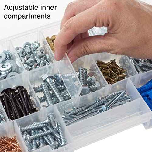 Portable Tool Box - Small Parts Organizer with Drawers and Customizable Compartments for Hardware, Tackle, Beads, or Crafts by Stalwart (Light Blue)