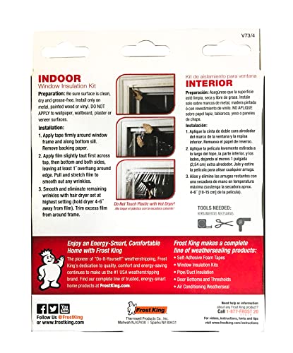 Frost King V73/4T Indoor Window Insulation Kit 42"W x 62"T, 4-Pack Clear Film