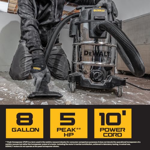 DeWalt 8 Gallon 5 Peak HP Wet & Dry Shop Vacuum with Blower and Accessories
