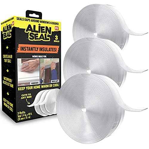 Alien Draft Seal Set of 49 Feet Anti-Draft Adhesive and Flexible Flap to Seal Gaps Around Doors and Windows As Seen On TV
