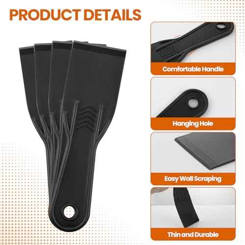 6 PCS Plastic Putty Knife, 2 Inch Black Flexible Putty Knife Scraper, Used for Repairing Walls, Pasting Plaster, Scraping Putty Plastic Putty Knife Scraper
