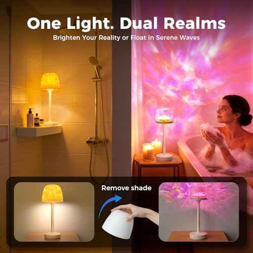 YJHAOTOU Waterproof Rechargeable LED Ocean Projector Lamp Set of 1 - Off-White