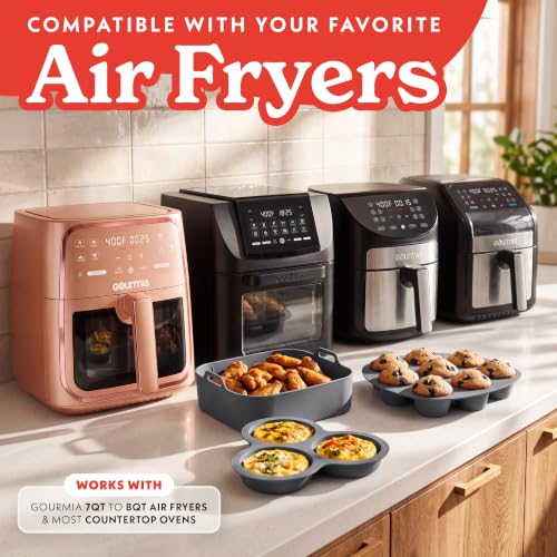 Gourmia Silicone Air Fryer Liners 3-Piece Set with Egg Bite & Muffin Mold