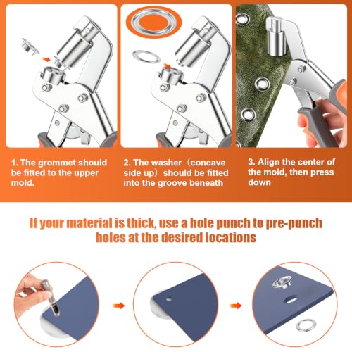 Grommet Tool Kit with 500 10mm Grommets for Leather Canvas Tarp Setup