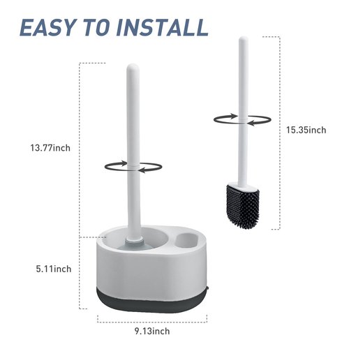ADNIKIA Silicone Toilet Brush Plunger Set, 2 in 1Toilet Bowl Brush and Holder Plunger Set, Plunger Toilet Brush Combo, Bathroom Toilet Brush, Toilet Brush Set, Toilet Scrubber and Plunger Set, Black
