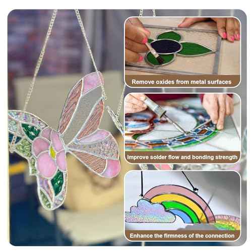 Liquid Flux Soldering 100ml - Stained Glass Flux for Soldering Work, Glass Repair and More - Stain Glass Tools and Supplies - Waterbased Liquid Zinc Flux for Stained Glass