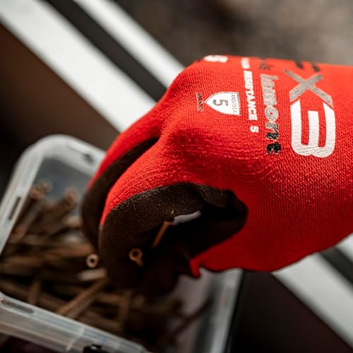 Wells Lamont 6-Pairs Men's FX3 Nitrile Gloves, Coated Grip Work Gloves, Red, Large (448LK-600)