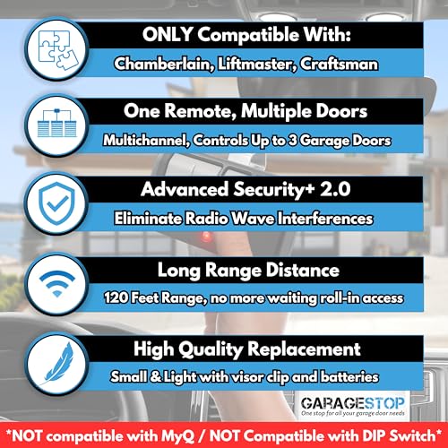 2-Pack Universal Garage Door Remote for LiftMaster, Chamberlain, Craftsman – Two Remotes