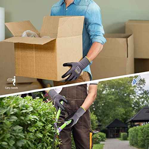 LOCCEF Work Gloves MicroFoam Nitrile Coated-6 Pairs,Seamless Knit Nylon Gloves,Gray Work gloves