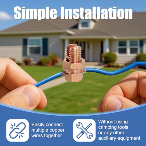 20 Pcs TJ-16 Split Bolt Connectors for 6/7/8 AWG Bare Wires - Ground Bonding